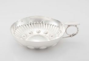 A French silver-plated wine taster, 19th/20th century