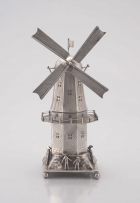 A Dutch silver spice tower in the form of a windmill, 1814-1953, .833 standard