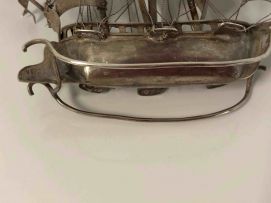 A Dutch silver novelty model of a ship, 1814-1953, .833 standard