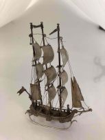 A Dutch silver novelty model of a ship, 1814-1953, .833 standard