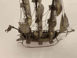 A Dutch silver novelty model of a ship, 1814-1953, .833 standard