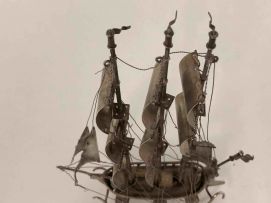 A Dutch silver novelty model of a ship, 1814-1953, .833 standard