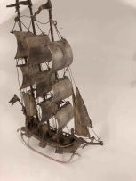 A Dutch silver novelty model of a ship, 1814-1953, .833 standard