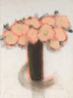 Pieter van der Westhuizen; Flowers in a Black Vase