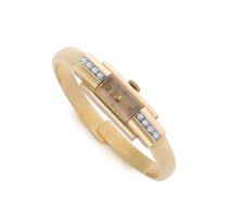 Lady's diamond and 18ct gold bangle watch, Baume & Mercier, Ref 20342-1