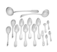 A William IV set of six silver 'Fiddle' pattern dinner spoons, John Sutter, Chester, 1837