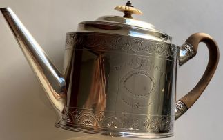 A George III silver teapot, The Batemans, London, 1794