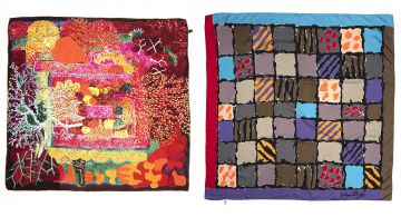 A Japanese 'Ken Done' multicoloured silk scarf