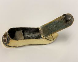 A Victorian novelty horn and silver-plated whisky bottle cheroot cutter