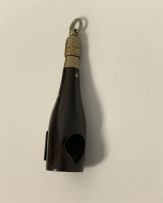 A Victorian novelty horn and silver-plated whisky bottle cheroot cutter