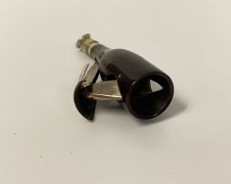 A Victorian novelty horn and silver-plated whisky bottle cheroot cutter