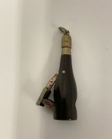 A Victorian novelty horn and silver-plated whisky bottle cheroot cutter