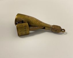 A Victorian novelty horn and silver-plated whisky bottle cheroot cutter