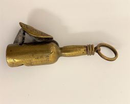 A Victorian novelty horn and silver-plated whisky bottle cheroot cutter