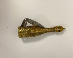 A Victorian novelty horn and silver-plated whisky bottle cheroot cutter