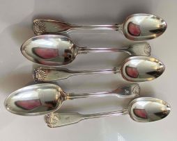 A Victorian silver 'Fiddle, Thread and Shell' pattern flatware service, Emmanuel Brothers, London, 1858
