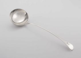A George IV silver 'Old English' pattern soup ladle, maker's marks indistinct, R*, London 1835