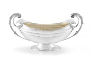 A George V silver-gilt two-handled tureen, maker's marks worn, Sheffield, 1927