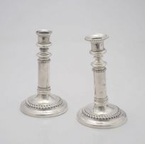 A pair of George III telescopic candlesticks, John & Thomas Settle, Sheffield, 1818