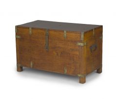 A teak and brass-bound chest, 19th century