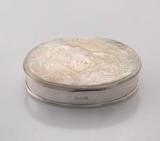 A Victorian mother-of-pearl and silver snuff box, maker's initials indistinct, London, 1808