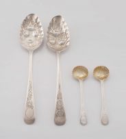 A pair of George III silver berry spoons, Thomas Wallis & Jonathan Hayne, London, 1815