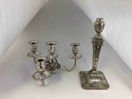 A pair of silver-plated four-light candelabra, Z Barraclough & Sons, Leeds