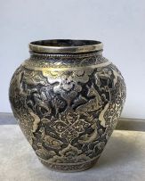 A Colonial silver niello vase, 19th century