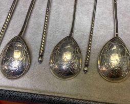 A set of six Russian silver teaspoons, maker's initials AP, St Petersburg, 1882-1899