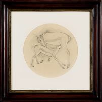 Kalahari Studio; Springbok Ewe and Lamb (Preliminary Drawing and Plate), two