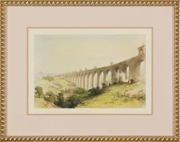 European School 19th Century; Cintra – From the North; Lisbon – Aqueduct over the Valley of Alcantara, two