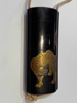 A Japanese black and gold lacquer five-case inro, 19th century