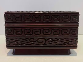 A Chinese red and black lacquer 'Tixi' box and cover, 18th century