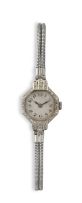Lady's diamond and 18ct white gold cocktail watch, 1930s