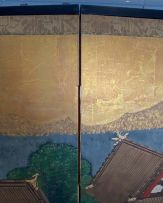 A Japanese painted four-panel folding screen, Edo period, 1615-1868, early 19th century