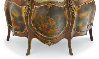 A French kingwood Vernis Martin gilt-metal-mounted vitrine cabinet, late 19th century
