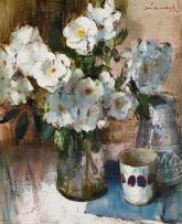 Irmin Henkel; Vase of Iceberg Roses