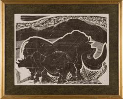 Raymond Andrews; Egyptian Composition; Rhino and Calf, two