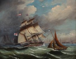 Follower of John Carmichael; Shipping in Choppy Seas, two