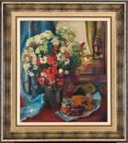 Maud Sumner; Still Life with Vase of Flowers and Fruit
