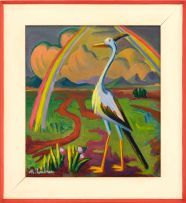 Maggie Laubser; Bird in a Landscape with Rays