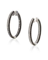 Pair of diamond hoop earrings