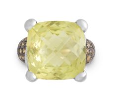 Lemon quartz and 18ct white gold ring, Diana Carmichael
