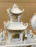 A Chinese biscuit porcelain model of a dragon boat, Qing Dynasty, late 19th century