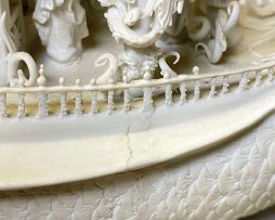 A Chinese biscuit porcelain model of a dragon boat, Qing Dynasty, late 19th century