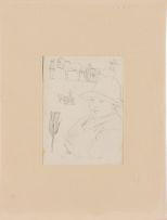 Erich Mayer; Sketches of Figures and Wagons, two