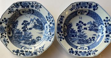 A set of twelve Chinese Export blue and white soup dishes, Qianlong period, 1735-1796