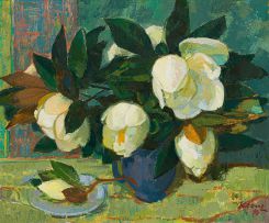 Alfred Krenz; Vase of Magnolias