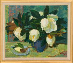 Alfred Krenz; Vase of Magnolias