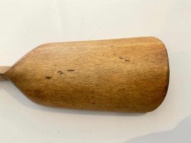A treen boxwood cheese scoop, early 18th century